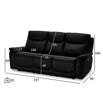 Bremen sofasæt i sort læder - 2 + 3 pers. 
