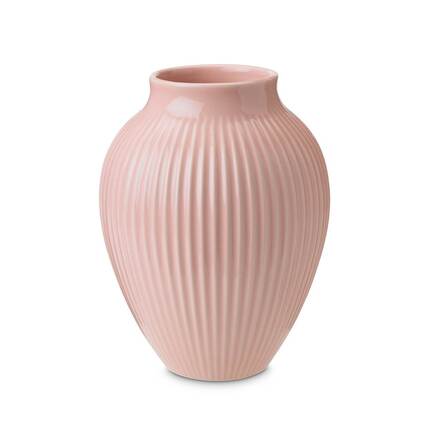 Knabstrup Keramik Knabstrup vasen med riller rosa - 20 cm.