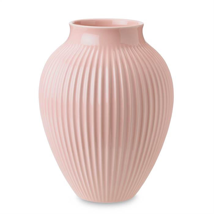 Knabstrup Keramik Knabstrup vasen med riller rosa - 27 cm.