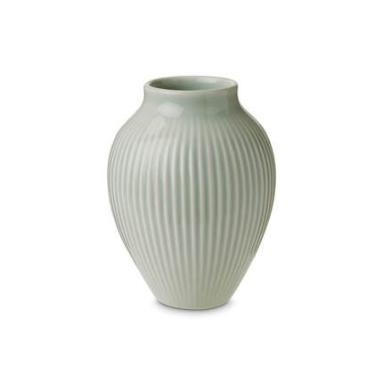 Knabstrup Keramik - vase med riller - Støvet grøn