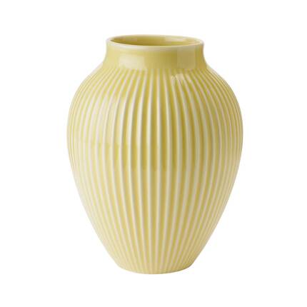 Knabstrup Keramik - vase med riller - Lys gul - 20 cm.
