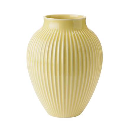 Knabstrup Keramik - vase med riller - Lys gul - 27 cm.