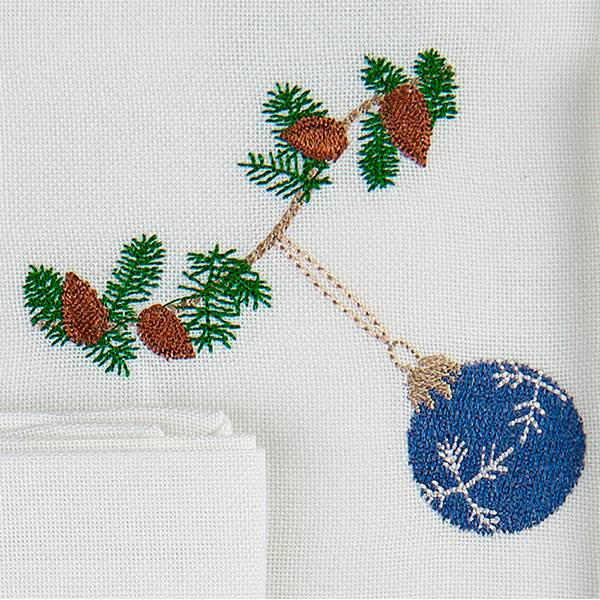 Billede af Langkilde & Søn - Juleserviet med blå julekugle