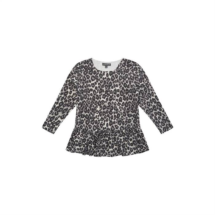 10: Liberté Essentiel KIDS - Alma Frill t-shirt - Grey black leo
