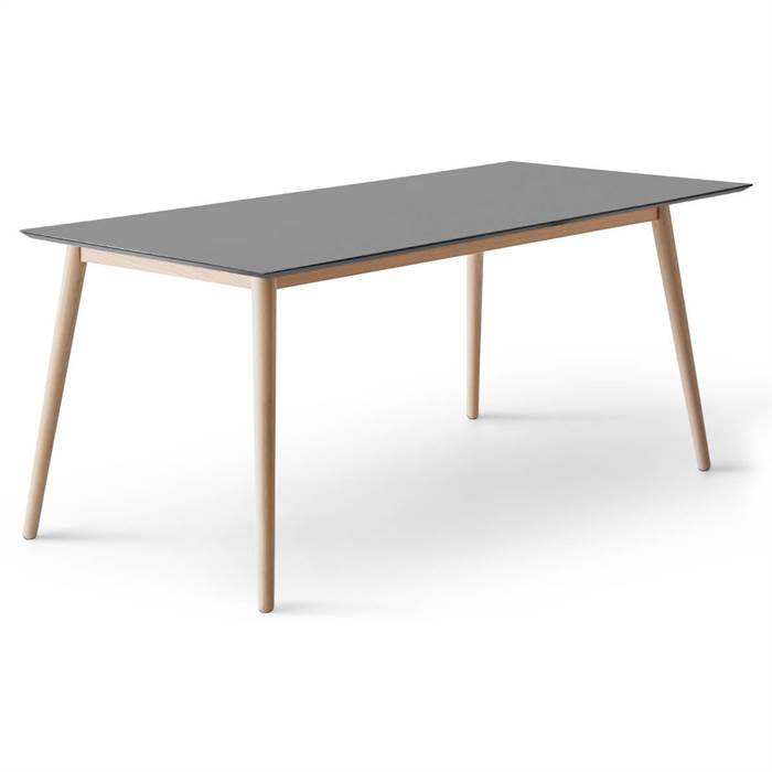 Se Meza by Hammel spisebord - Square - 210 x 100 cm. - Graphit Antifinger laminat - Ben i hvidpigm. eg - Inkl. 2 tillægsplader hos Erling Christensen Møbler