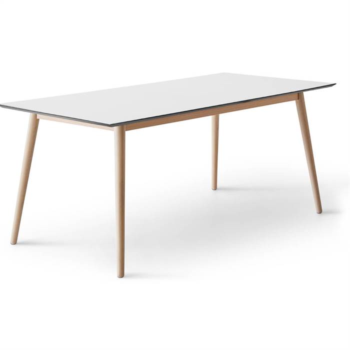 Meza by Hammel spisebord - Square - 165 x 90 cm. - Hvid laminat - Ben i hvidpigm. eg - Inkl. 2 tillægsplader