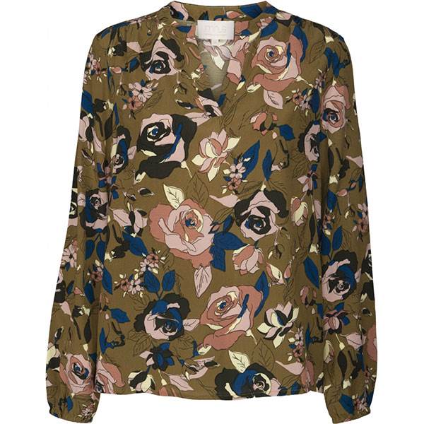 Køb Minus Vivie blouse – olive soft rose print
