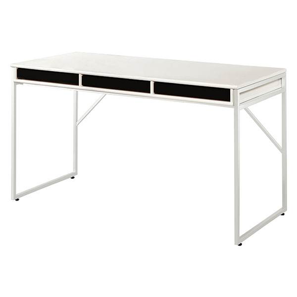 #1 - Mistral skrivebord med 3 skuffer - Hvid m. skuffer i sortbejdset