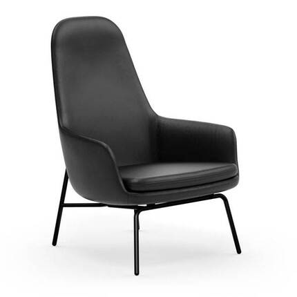 Normann Copenhagen Era Lounge stol - høj/stål - Ultra læder 41599