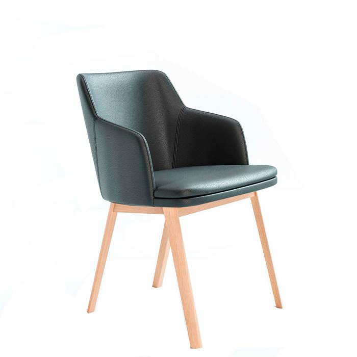 Skovby SM65 spisebordsstol med armlæn - Hvidolieret eg m. læder