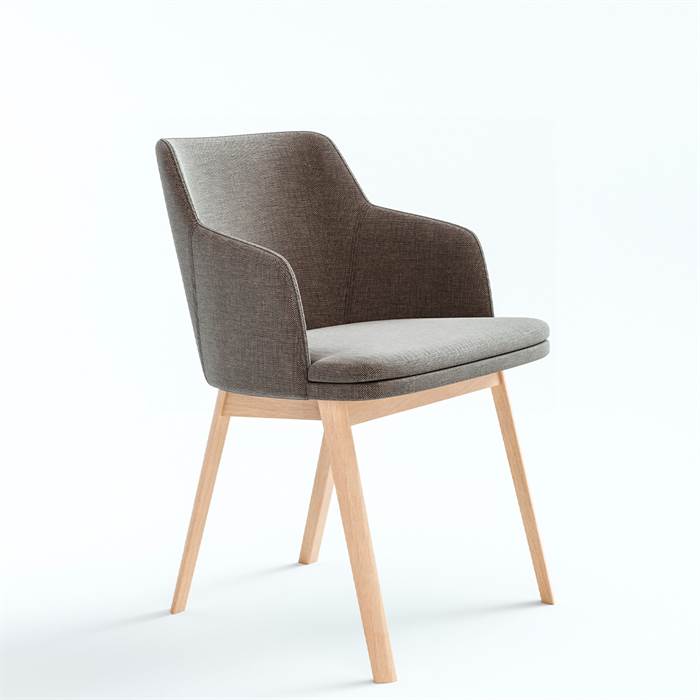 Skovby SM65 spisebordsstol med armlæn - Hvidolieret eg m. stofgruppe 1