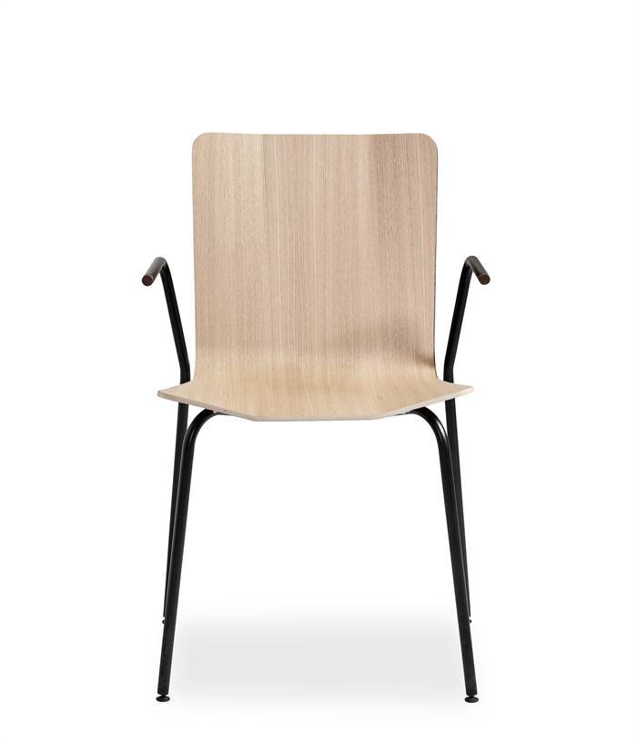 Skovby SM802 spisebordsstol med armlæn - Hvidolieret eg m. ben i sort stål