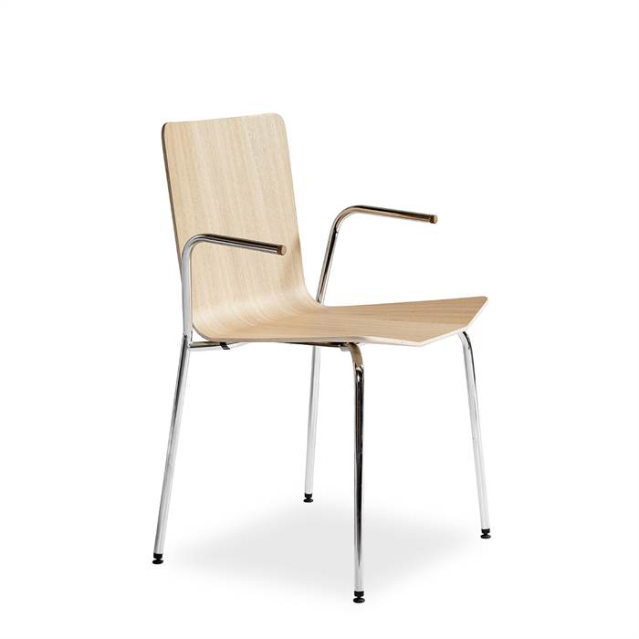 Skovby SM802 spisebordsstol med armlæn - Hvidolieret eg m. ben i krom
