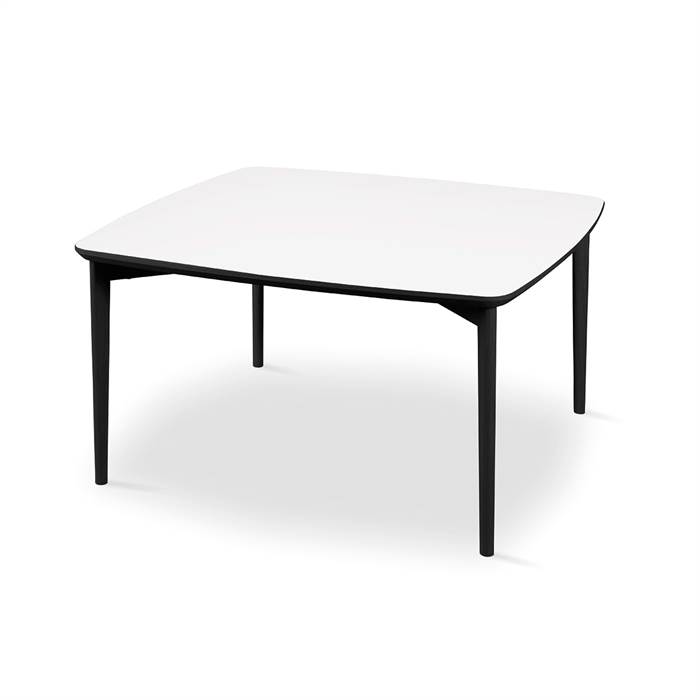 Skovby SM242 / SM265 sofabord - 99 x 99 cm - Bordplade: Hvid laminat med sort kant