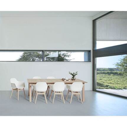 Andersen Furniture T9 spisebord - 180 cm. - hvid laminat - egetræs stel