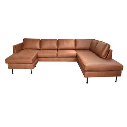 Thy sofa m. chaiselong og open-end - 305 x 210 cm. - Kentucky brun