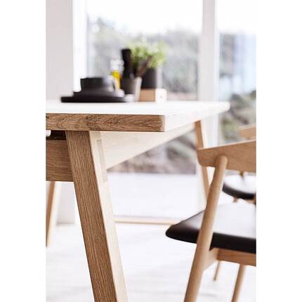Andersen Furniture T9 spisebord - 220 cm. - hvid laminat - egetræs stel