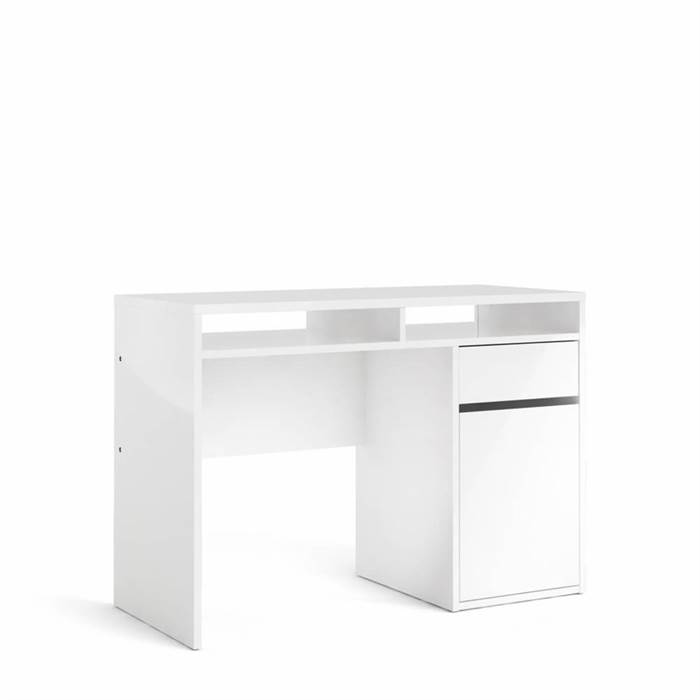 Se Tvilum Function Plus skrivebord - 1 låge - Hvid højglans hos Erling Christensen Møbler