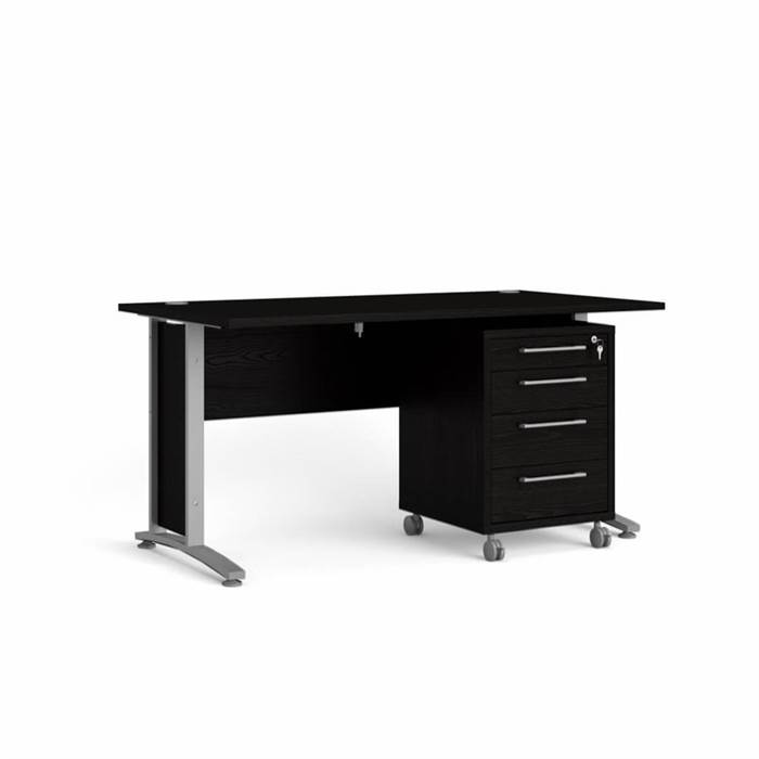 Se Tvilum Prima Komb. skrivebord - 150 cm - sort / metal hos Erling Christensen Møbler