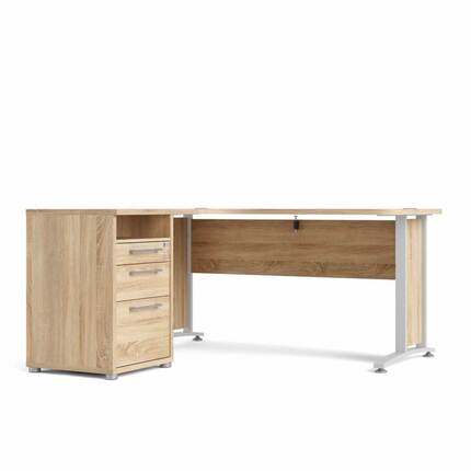 Tvilum Prima Komb. skrivebord - 159 x 150 cm - eg hvid 