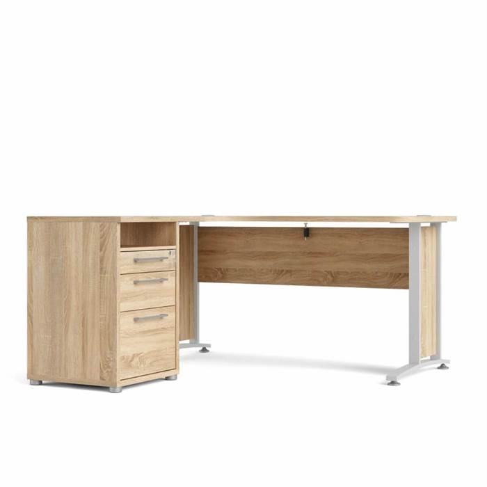 Se Tvilum Prima Komb. skrivebord - 159 x 150 cm - Eg & Hvid hos Erling Christensen Møbler