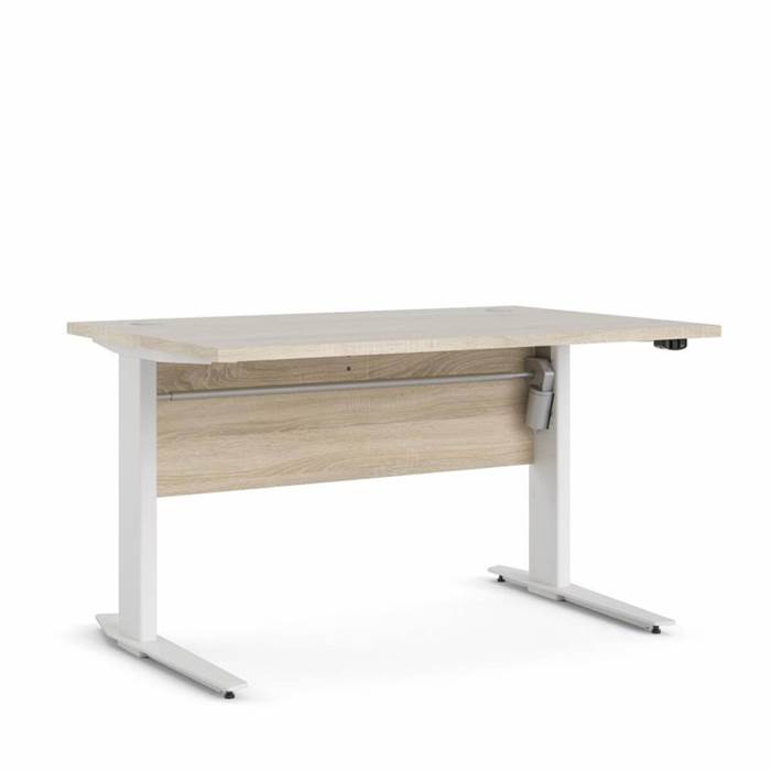 Se Tvilum Prima Komb. skrivebord - hæve/sænke - 120 cm - Eg struktur & Hvid hos Erling Christensen Møbler