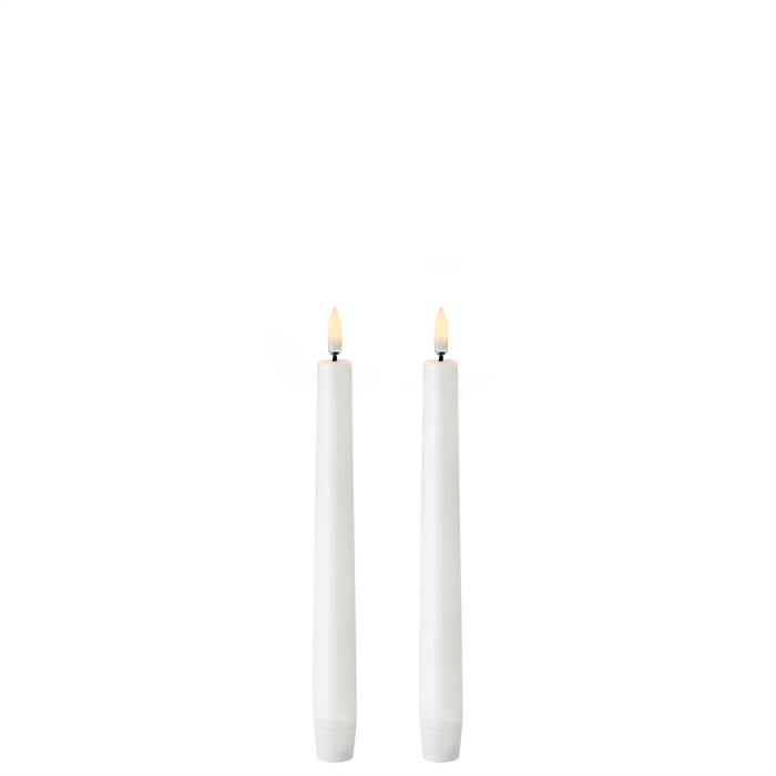 Uyuni Lighting LED Taper kronelys - H20 cm - 2-pak - Nordic White - inkl. AAA-batterier
