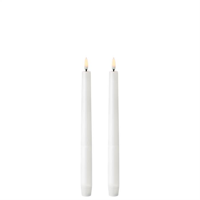 Uyuni Lighting LED Taper kronelys - H25 cm - 2-pak - Nordic White - inkl. AAA-batterier